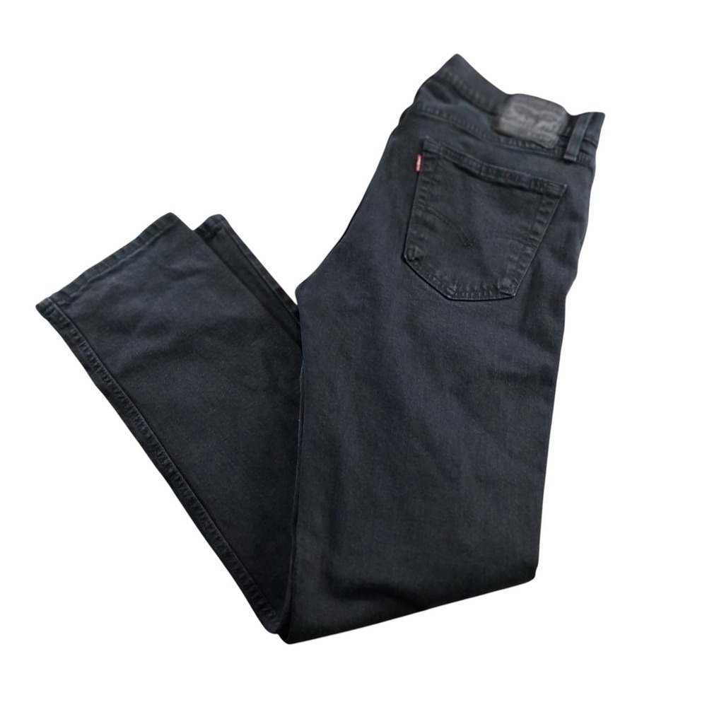 Levi's 511 Slim Fit Jeans Mens 36x32 Solid Black Denim Stretch Casual Dark Wash